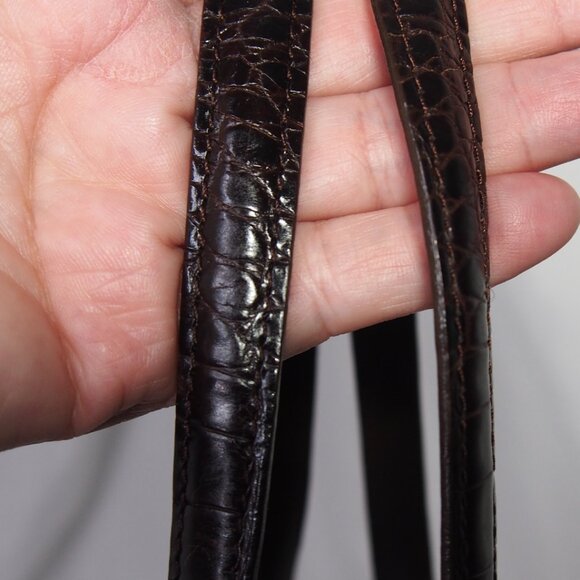 Vintage Brighton Crocodile/Basket Weave Brown Shoulder Bag with Hangtag - Picture 6 of 16